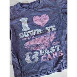 I love Dallas Cowboys football & fast cars tee shirt women's M navy short sleeve